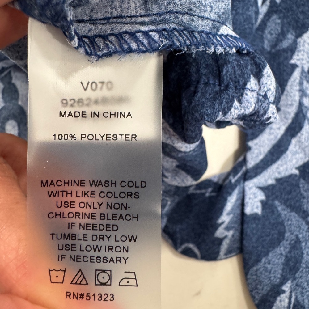 Vince Camuto Blue Patterned Off-Shoulder set pants blouse - Picture 10 of 14